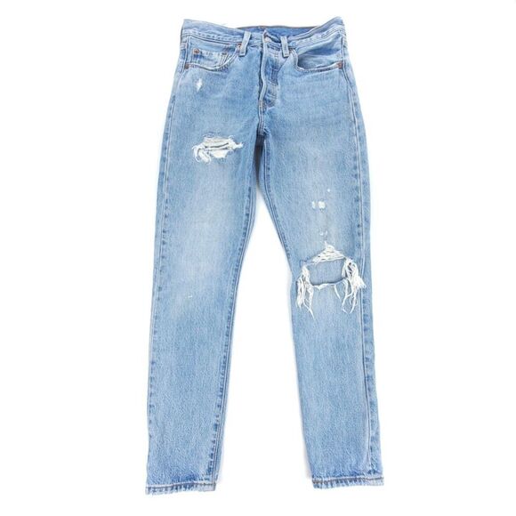 LEVIS 501 S High Rise Ankle Cropped Skinny Jeans Can't Touch This Light Denim 26 - Picture 1 of 11